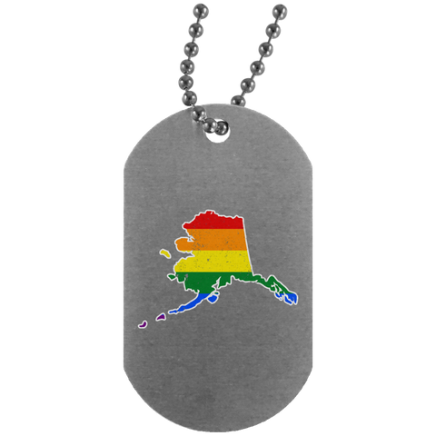 Alaska Rainbow Flag LGBT Community Pride LGBT Shirts  UN4004 Silver Dog Tag