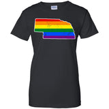 Nebraska Rainbow Flag LGBT Community Pride LGBT Shirts  G200L Gildan Ladies' 100% Cotton T-Shirt