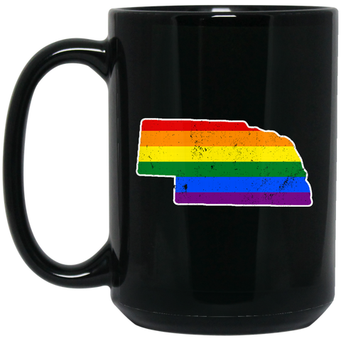 Nebraska Rainbow Flag LGBT Community Pride LGBT Shirts  BM15OZ 15 oz. Black Mug