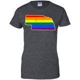 Nebraska Rainbow Flag LGBT Community Pride LGBT Shirts  G200L Gildan Ladies' 100% Cotton T-Shirt