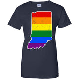 Indiana Rainbow Flag LGBT Community Pride LGBT Shirts  G200L Gildan Ladies' 100% Cotton T-Shirt