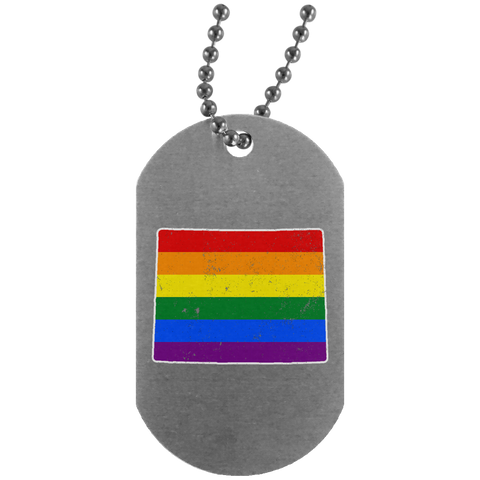 Wyoming Rainbow Flag LGBT Community Pride LGBT Shirts  UN4004 Silver Dog Tag