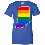 Indiana Rainbow Flag LGBT Community Pride LGBT Shirts  G200L Gildan Ladies' 100% Cotton T-Shirt