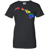 Hawaii Rainbow Flag LGBT Community Pride LGBT Shirts  G200L Gildan Ladies' 100% Cotton T-Shirt