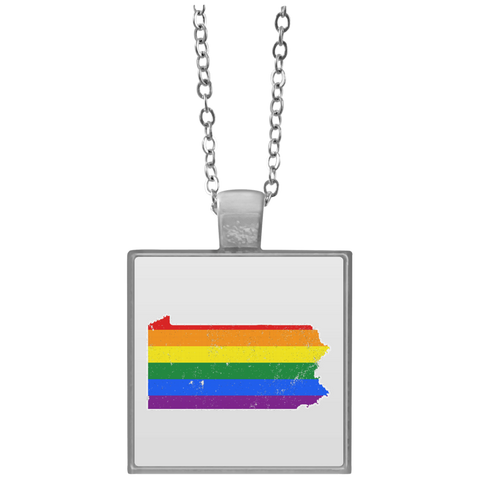 Pennsylvania Rainbow Flag LGBT Community Pride LGBT Shirts  UN4684 Square Necklace