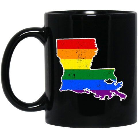 Louisiana Rainbow Flag LGBT Community Pride LGBT Shirts  BM11OZ 11 oz. Black Mug