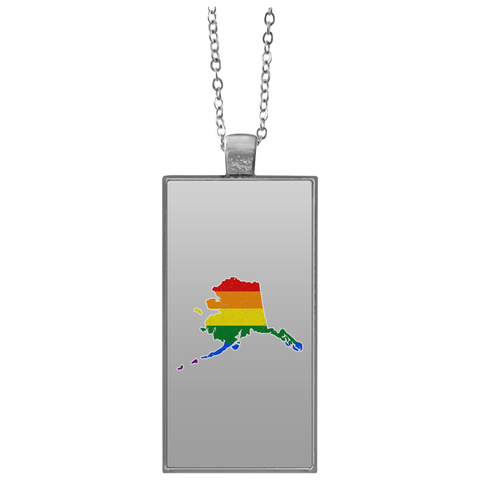 Alaska Rainbow Flag LGBT Community Pride LGBT Shirts  UN4682 Rectangle Necklace