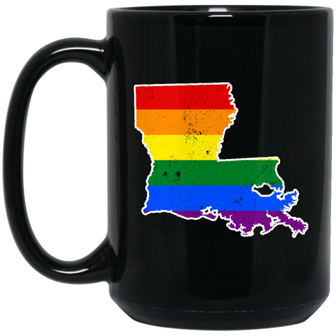 Louisiana Rainbow Flag LGBT Community Pride LGBT Shirts  BM15OZ 15 oz. Black Mug