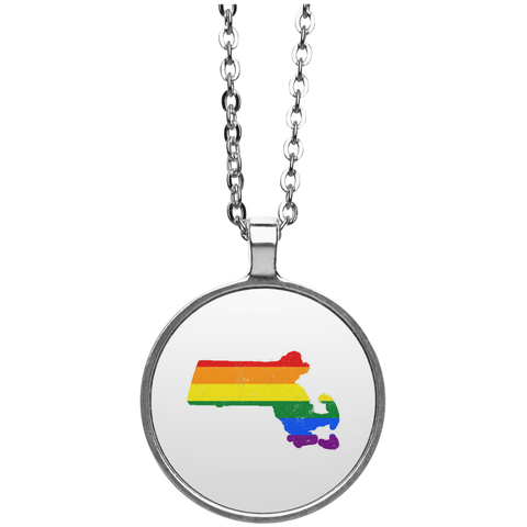 Massachusetts Rainbow Flag LGBT Community Pride LGBT Shirt  UN4686 Circle Necklace