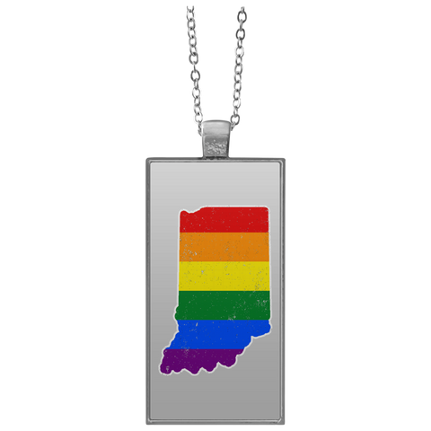 Indiana Rainbow Flag LGBT Community Pride LGBT Shirts  UN4682 Rectangle Necklace
