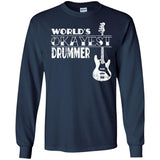 Drummer Gift Worlds Okayest Drummer T Shirt  G240 Gildan LS Ultra Cotton T-Shirt