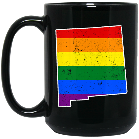 New Mexico Rainbow Flag LGBT Community Pride LGBT Shirts  BM15OZ 15 oz. Black Mug