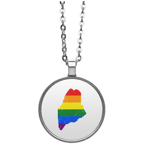 Maine Rainbow Flag LGBT Community Pride LGBT Shirts  UN4686 Circle Necklace