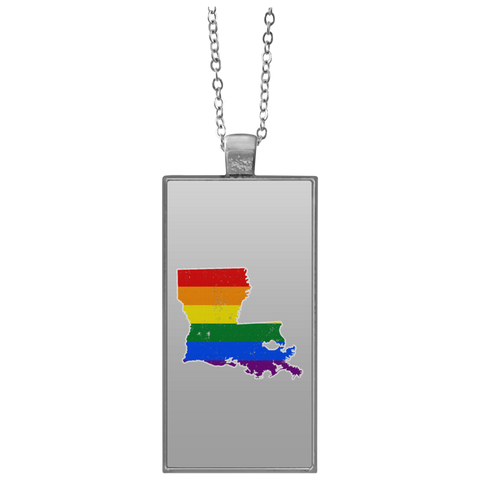 Louisiana Rainbow Flag LGBT Community Pride LGBT Shirts  UN4682 Rectangle Necklace