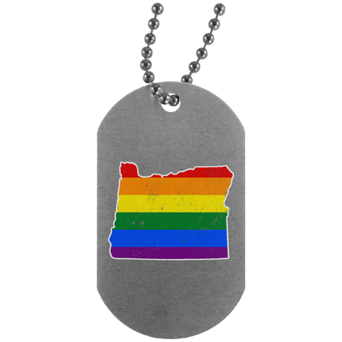 Oregon Rainbow Flag LGBT Community Pride LGBT Shirts  UN4004 Silver Dog Tag