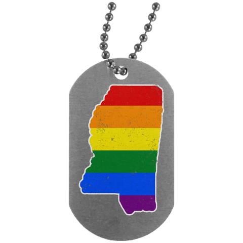 Mississippi Rainbow Flag LGBT Community Pride LGBT Shirts  UN4004 Silver Dog Tag