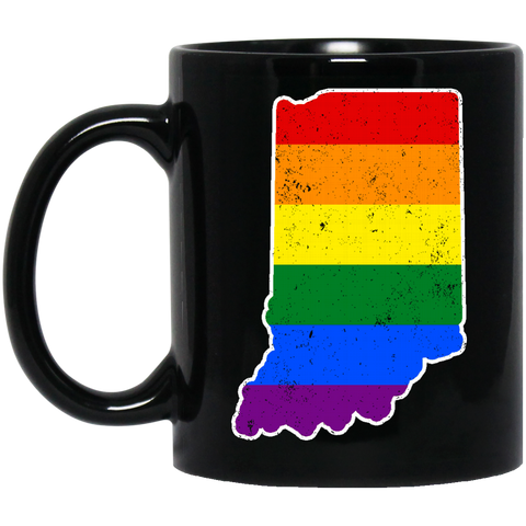 Indiana Rainbow Flag LGBT Community Pride LGBT Shirts  BM11OZ 11 oz. Black Mug
