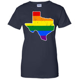 Texas Rainbow Flag LGBT Community Pride LGBT Shirts  G200L Gildan Ladies' 100% Cotton T-Shirt