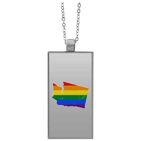 Washington Rainbow Flag LGBT Community Pride LGBT Shirts  UN4682 Rectangle Necklace
