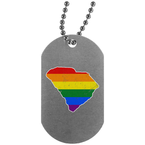 South Carolina Rainbow Flag LGBT Community Pride LGBT Shirts  UN4004 Silver Dog Tag