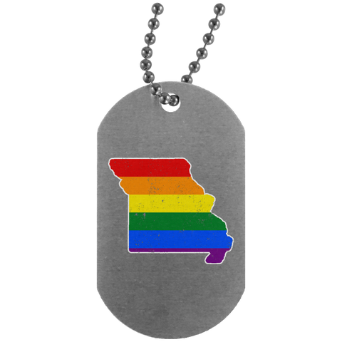 Missouri Rainbow Flag LGBT Community Pride LGBT Shirts  UN4004 Silver Dog Tag