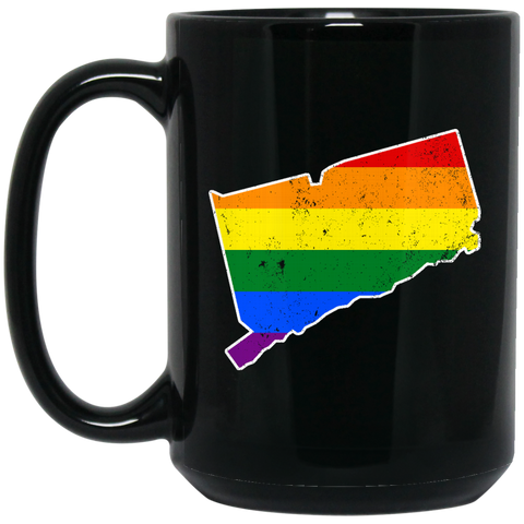 Connecticut Rainbow Flag LGBT Community Pride LGBT Shirts  BM15OZ 15 oz. Black Mug