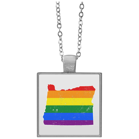 Oregon Rainbow Flag LGBT Community Pride LGBT Shirts  UN4684 Square Necklace