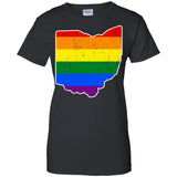 Ohio Rainbow Flag LGBT Community Pride LGBT Shirts  G200L Gildan Ladies' 100% Cotton T-Shirt