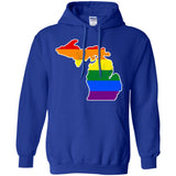 Michigan Rainbow Flag LGBT Community Pride LGBT Shirts  G185 Gildan Pullover Hoodie 8 oz.