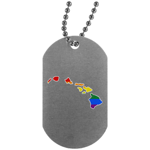 Hawaii Rainbow Flag LGBT Community Pride LGBT Shirts  UN4004 Silver Dog Tag