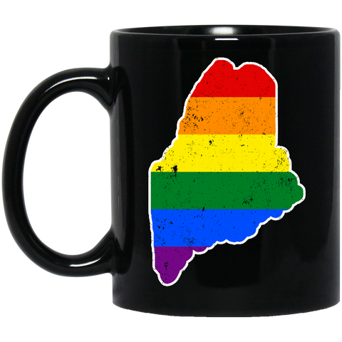 Maine Rainbow Flag LGBT Community Pride LGBT Shirts  BM11OZ 11 oz. Black Mug