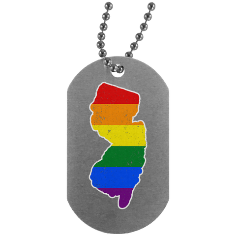 New Jersey Rainbow Flag LGBT Community Pride LGBT Shirts  UN4004 Silver Dog Tag