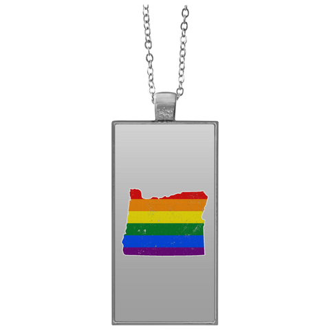 Oregon Rainbow Flag LGBT Community Pride LGBT Shirts  UN4682 Rectangle Necklace