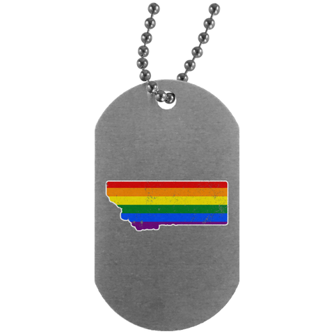 Montana Rainbow Flag LGBT Community Pride LGBT Shirts  UN4004 Silver Dog Tag