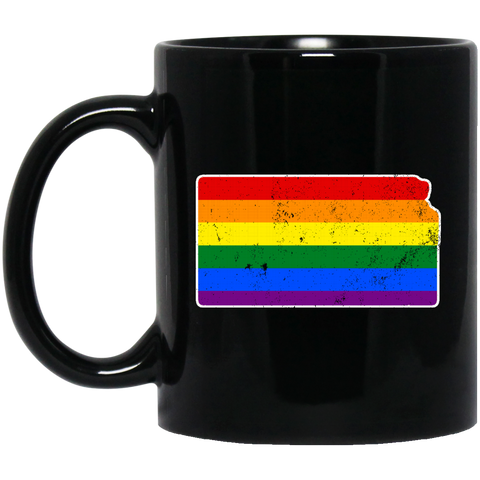 Kansas Rainbow Flag LGBT Community Pride LGBT Shirts  BM11OZ 11 oz. Black Mug