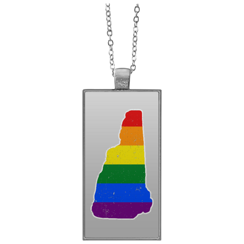 New Hampshire Rainbow Flag LGBT Community Pride LGBT Shirt  UN4682 Rectangle Necklace