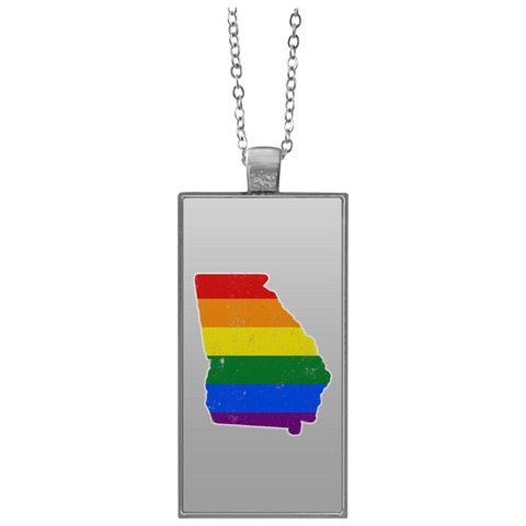 Georgia Rainbow Flag LGBT Community Pride LGBT Shirts  UN4682 Rectangle Necklace