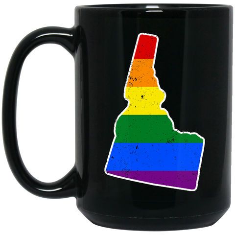 Idaho Rainbow Flag LGBT Community Pride LGBT Shirts  BM15OZ 15 oz. Black Mug