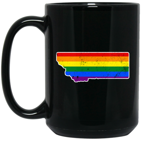 Montana Rainbow Flag LGBT Community Pride LGBT Shirts  BM15OZ 15 oz. Black Mug