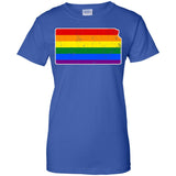 Kansas Rainbow Flag LGBT Community Pride LGBT Shirts  G200L Gildan Ladies' 100% Cotton T-Shirt