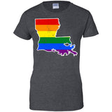 Louisiana Rainbow Flag LGBT Community Pride LGBT Shirts  G200L Gildan Ladies' 100% Cotton T-Shirt