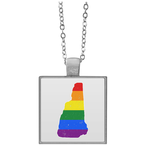 New Hampshire Rainbow Flag LGBT Community Pride LGBT Shirt  UN4684 Square Necklace