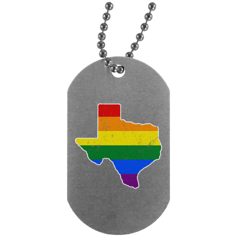 Texas Rainbow Flag LGBT Community Pride LGBT Shirts  UN4004 Silver Dog Tag