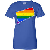 Connecticut Rainbow Flag LGBT Community Pride LGBT Shirts  G200L Gildan Ladies' 100% Cotton T-Shirt