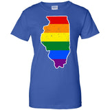 Illinois Rainbow Flag LGBT Community Pride LGBT Shirts  G200L Gildan Ladies' 100% Cotton T-Shirt
