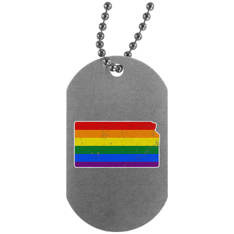 Kansas Rainbow Flag LGBT Community Pride LGBT Shirts  UN4004 Silver Dog Tag