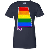 Alabama Rainbow Flag LGBT Community Pride LGBT Shirts  G200L Gildan Ladies' 100% Cotton T-Shirt