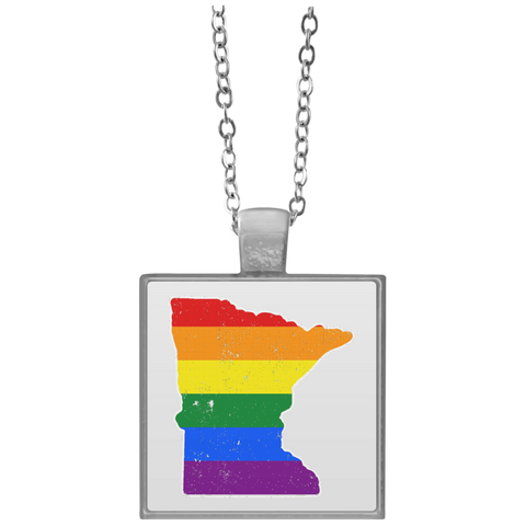 Minnesota Rainbow Flag LGBT Community Pride LGBT Shirts  UN4684 Square Necklace