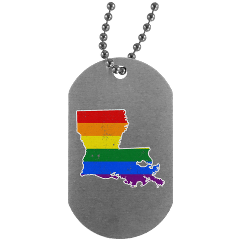 Louisiana Rainbow Flag LGBT Community Pride LGBT Shirts  UN4004 Silver Dog Tag