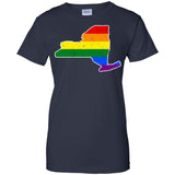 New York Rainbow Flag LGBT Community Pride LGBT Shirts  G200L Gildan Ladies' 100% Cotton T-Shirt